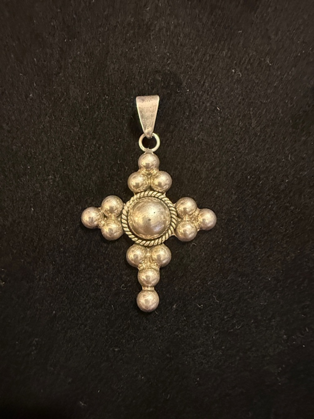 Sterling Silver Cross Pendant with Beaded Detailing